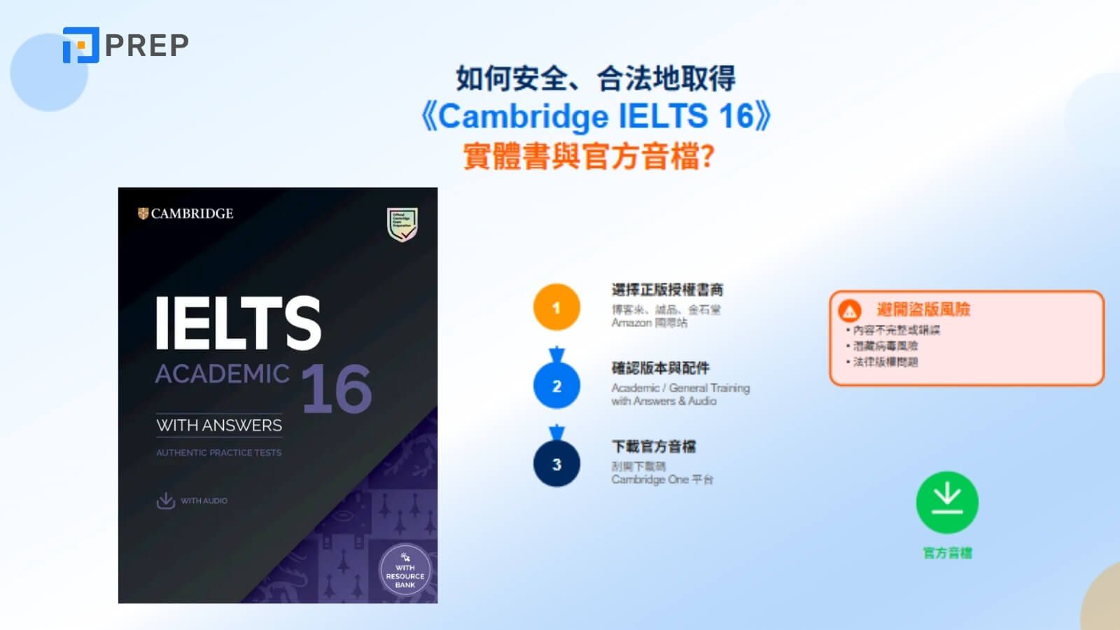 如何安全、合法地取得《Cambridge IELTS 16》實體書與官方音檔?