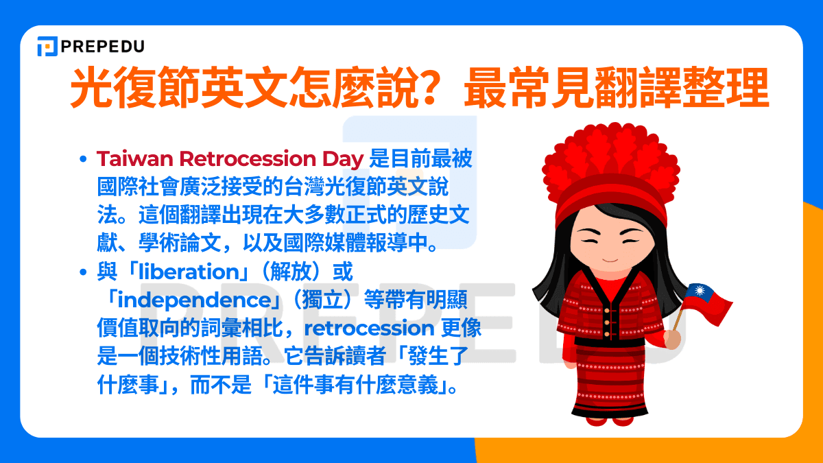 光復節英文怎麼說？