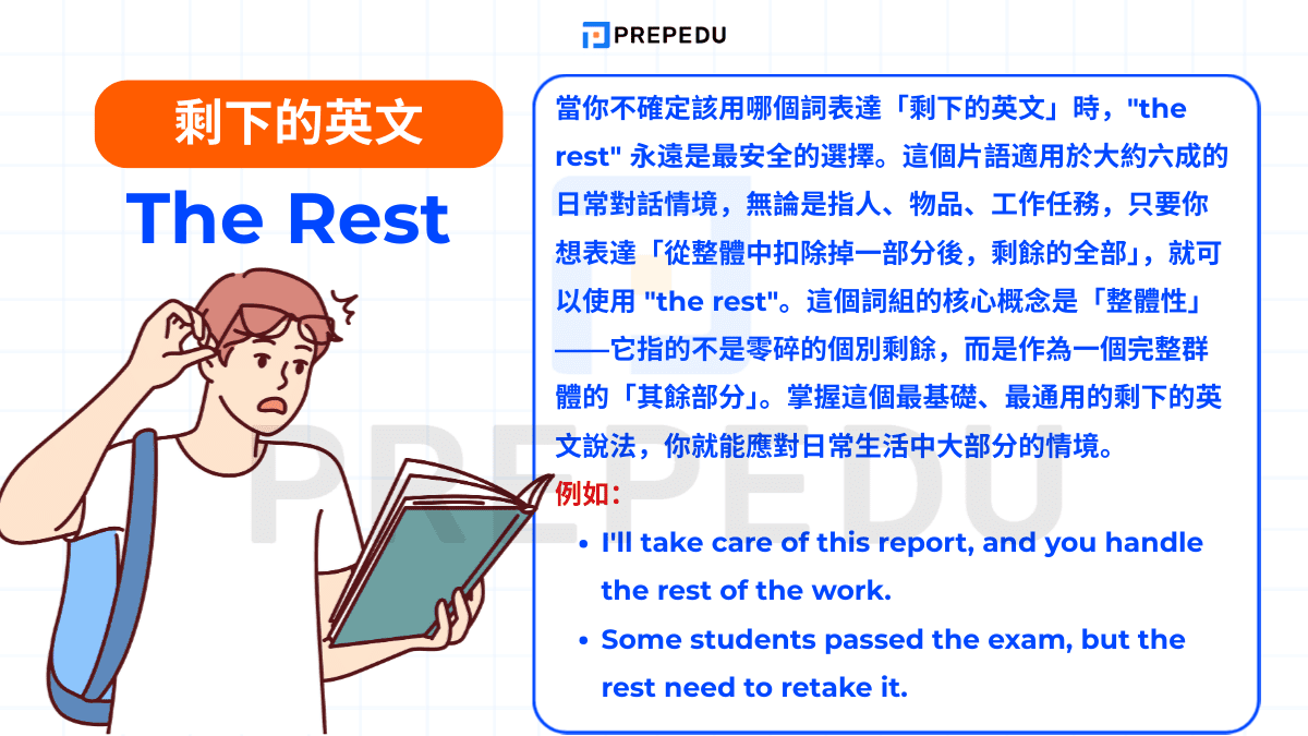 剩下的英文表達： The Rest (其餘的部分)