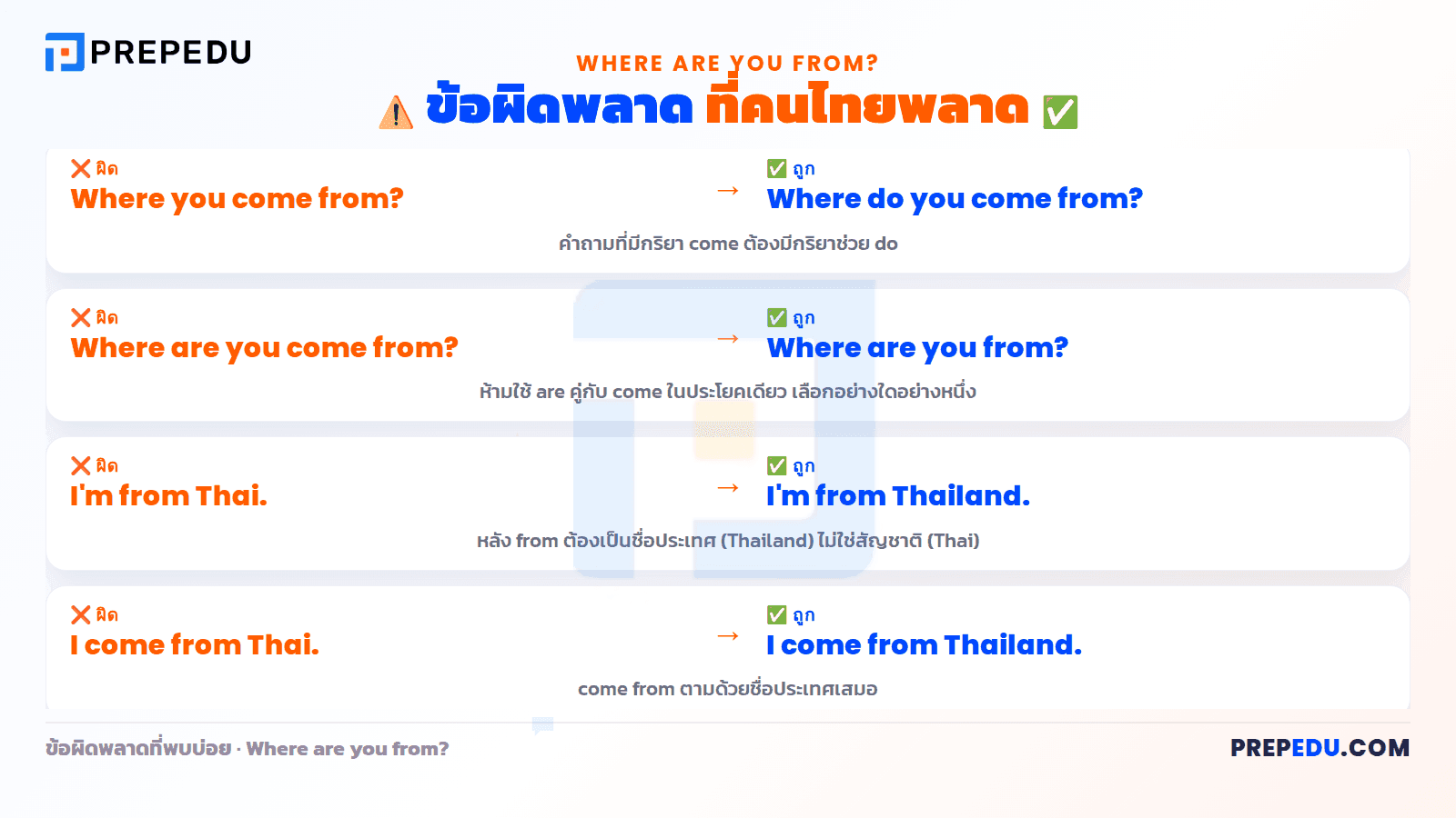 ข้อผิดพลาด Where are you from ที่คนไทยพลาด