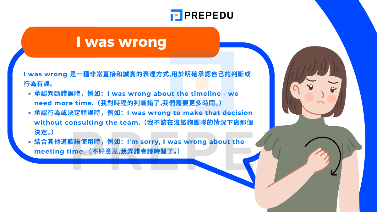 I was wrong 是一種非常直接和誠實的表達方式
