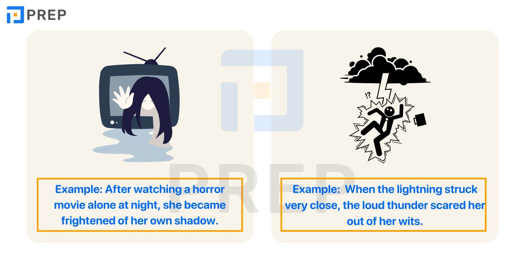 Idiom đi kèm với Scared