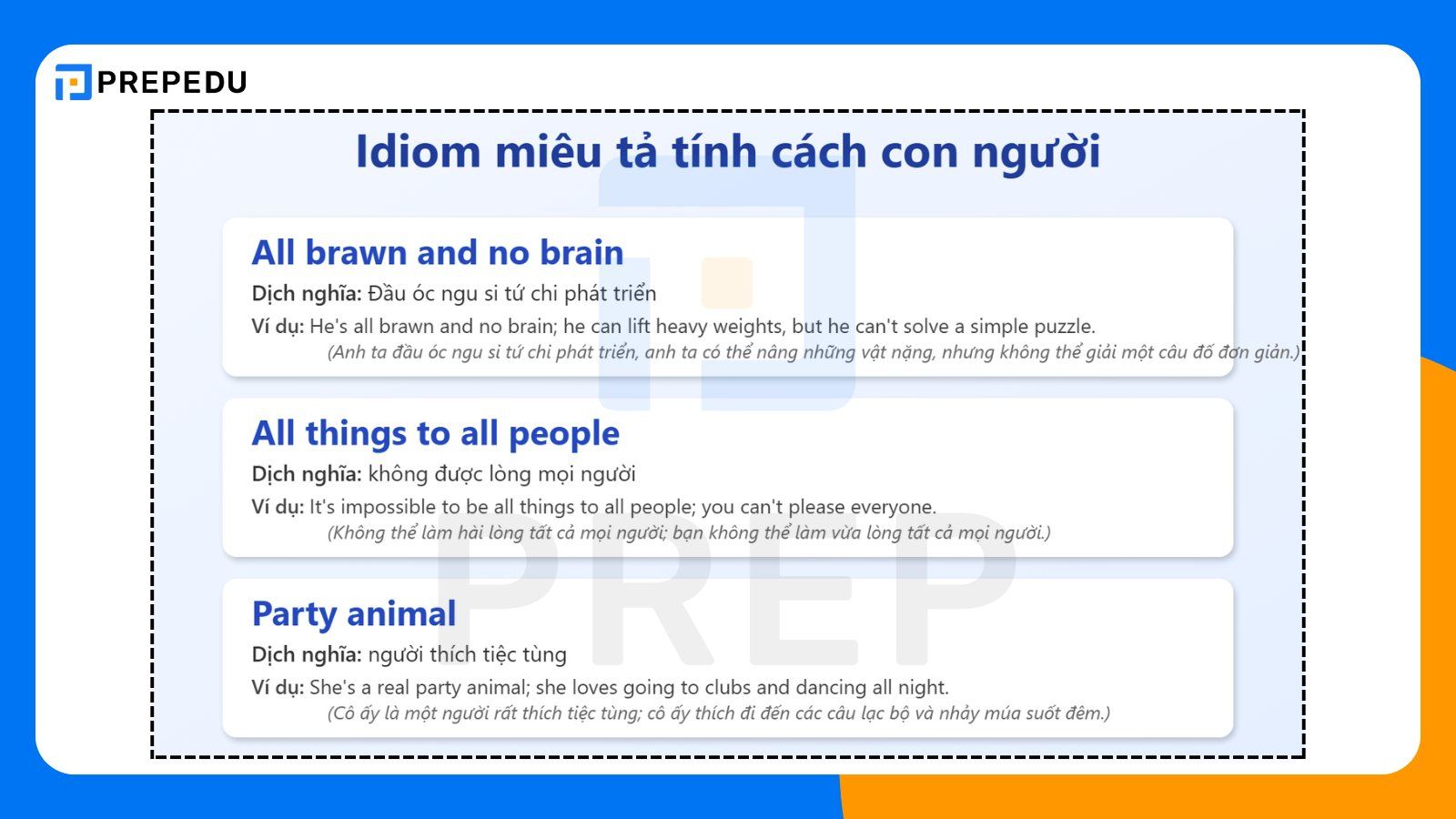 Idiom miêu tả tính cách con người