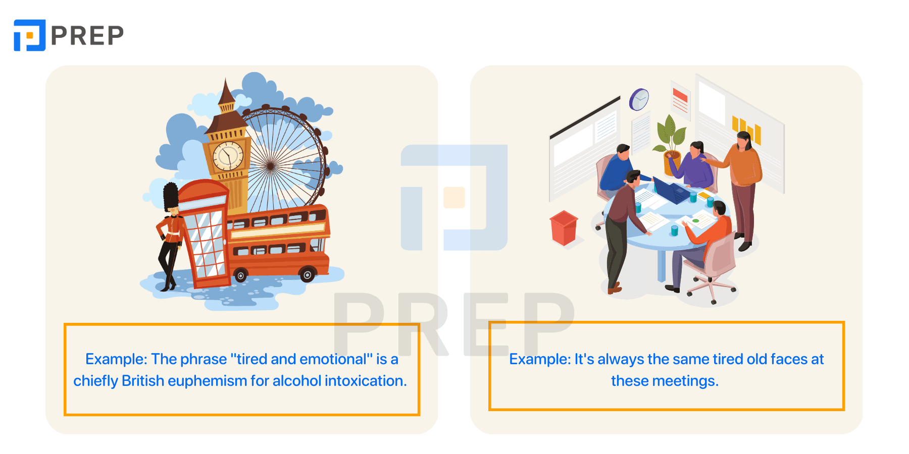Idioms, collocations with Tired in English