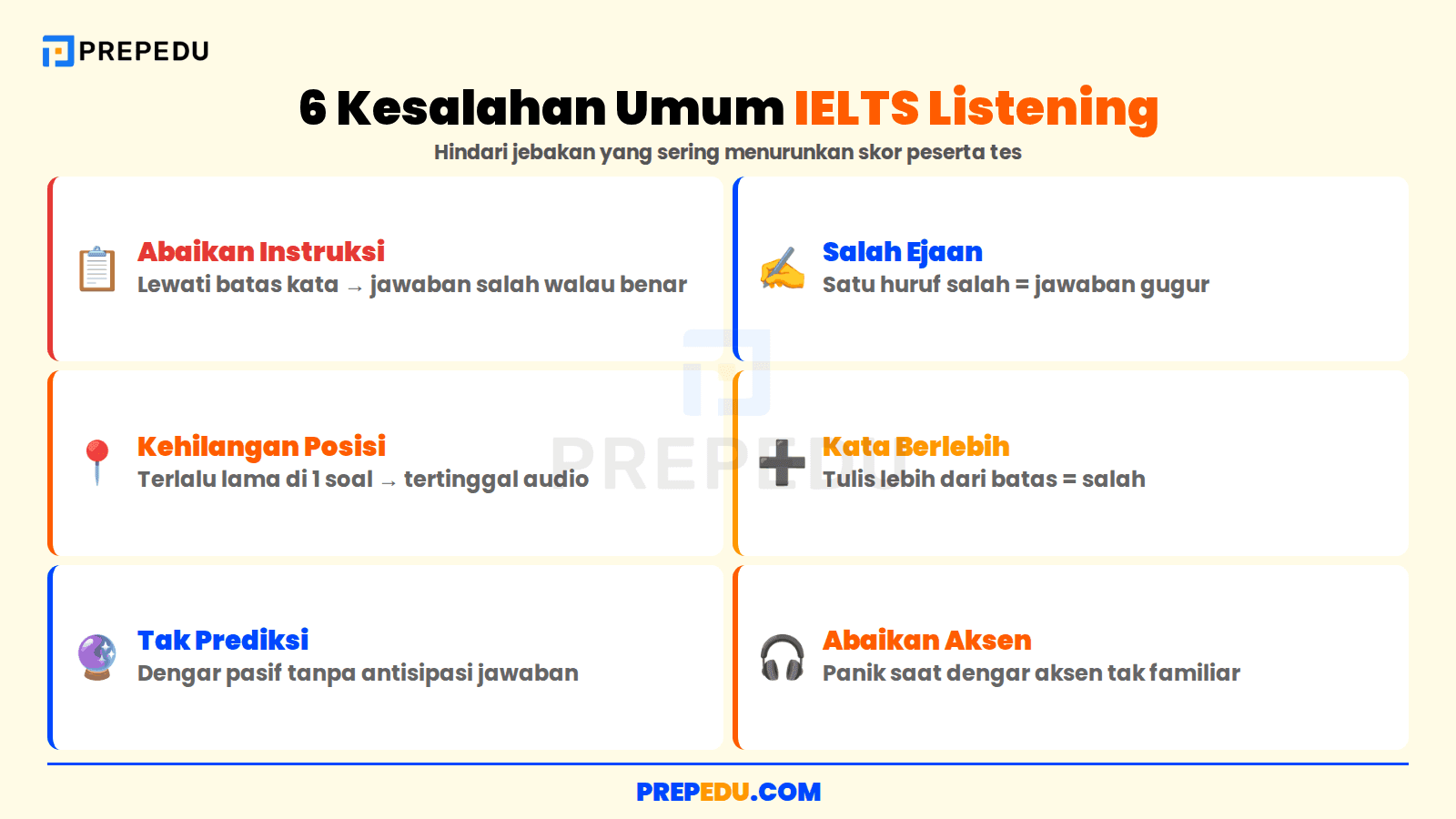 Enam kesalahan umum dalam IELTS Listening
