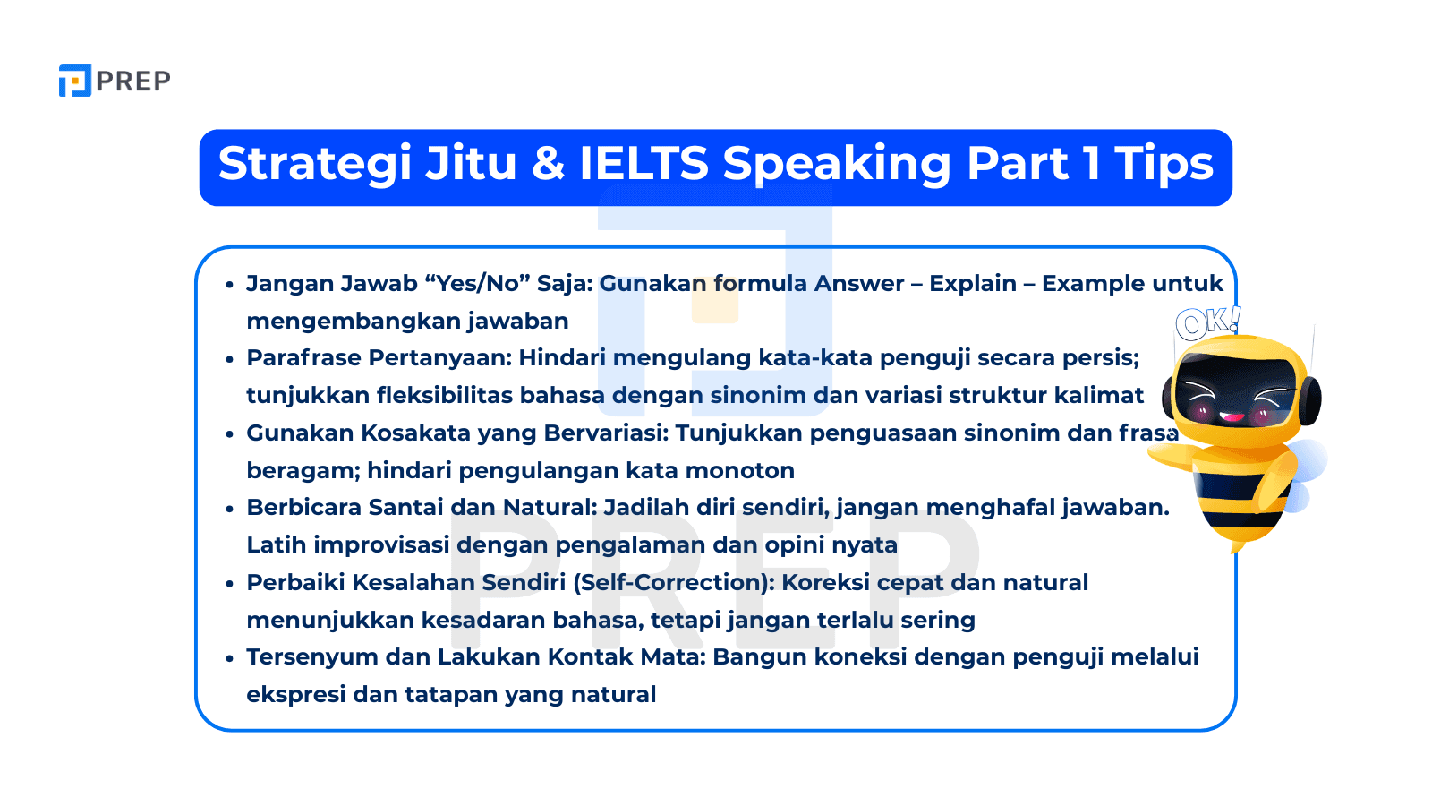 Strategi Jitu & IELTS Speaking Part 1 Tips
