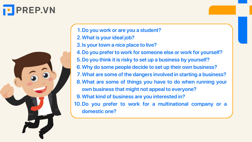 Một số câu hỏi chủ đề IELTS Speaking Part 1 Business