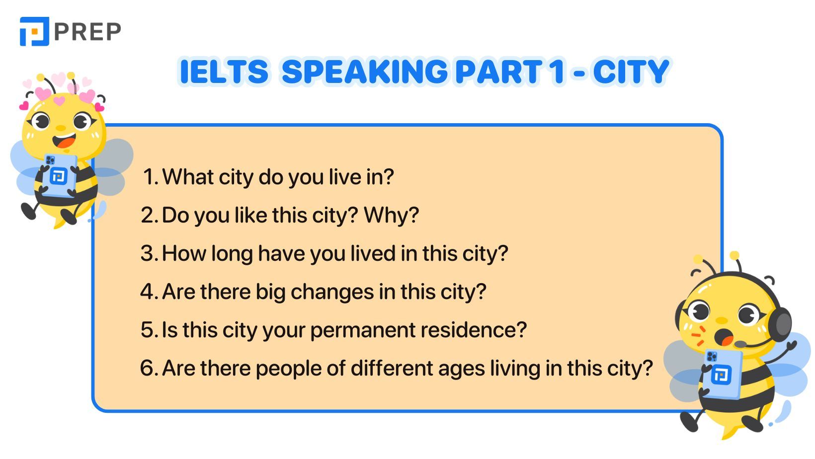 Câu hỏi & Câu trả lời IELTS Speaking Part 1 chủ đề City