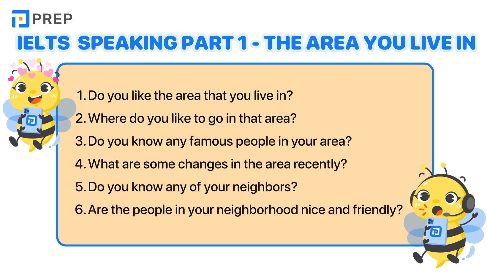 IELTS Speaking Part 1 chủ đề The area you live in