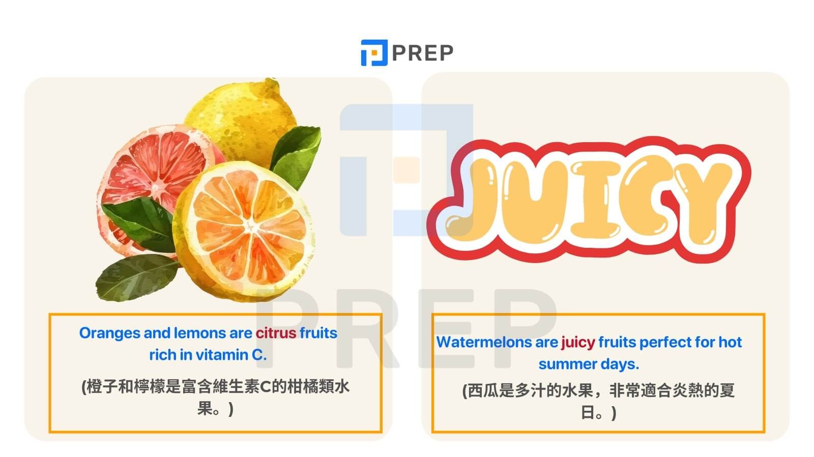 關於水果的IELTS詞彙範例