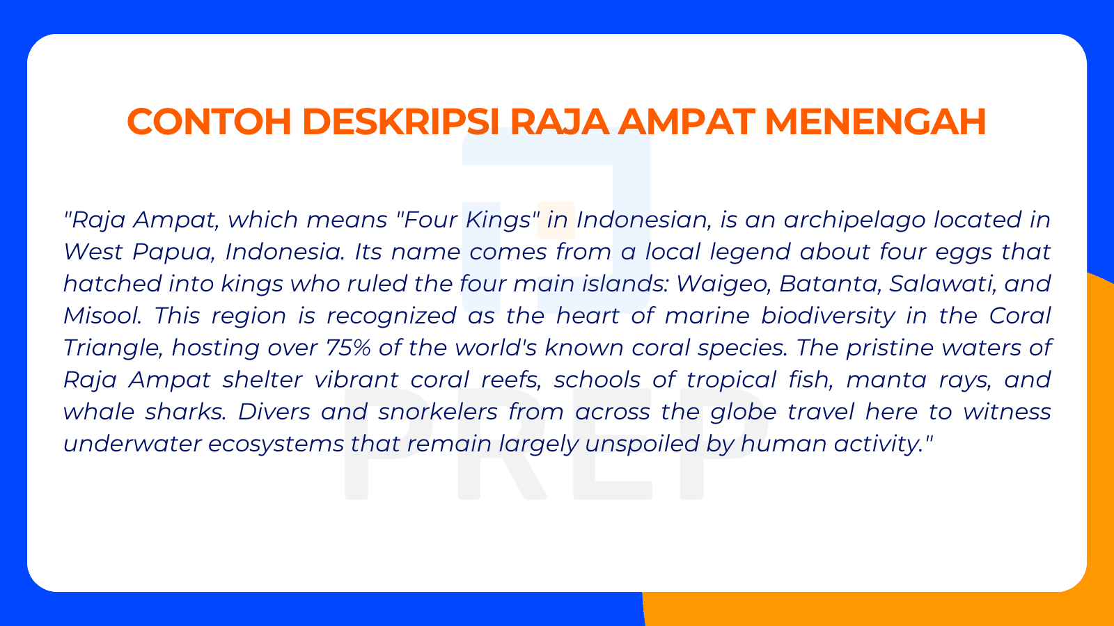 Contoh Deskripsi Raja Ampat Menengah