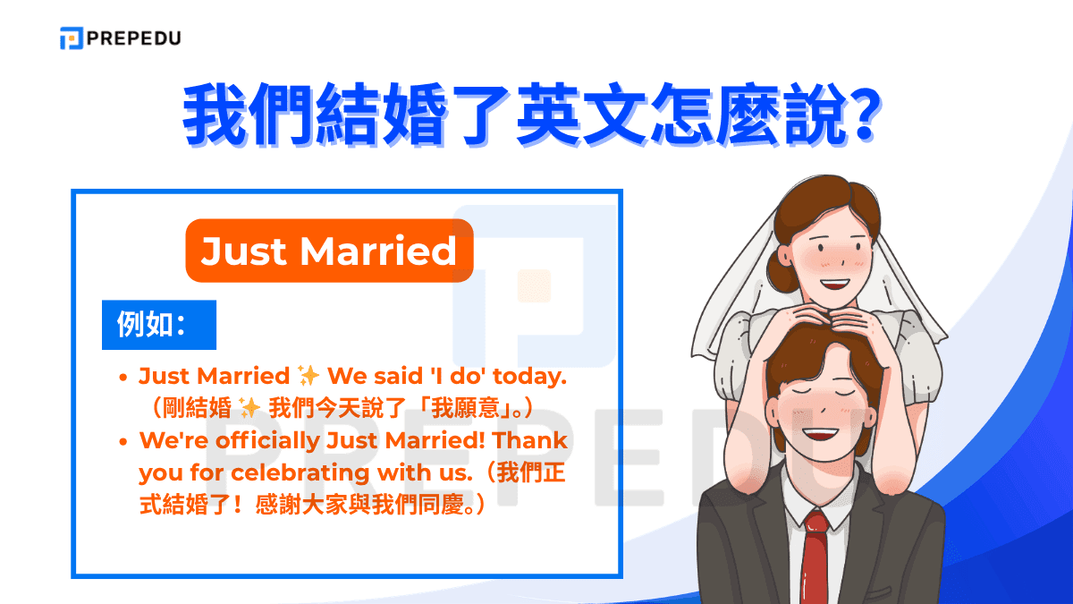 Just Married 是婚禮當天或蜜月期間最具代表性的宣告語