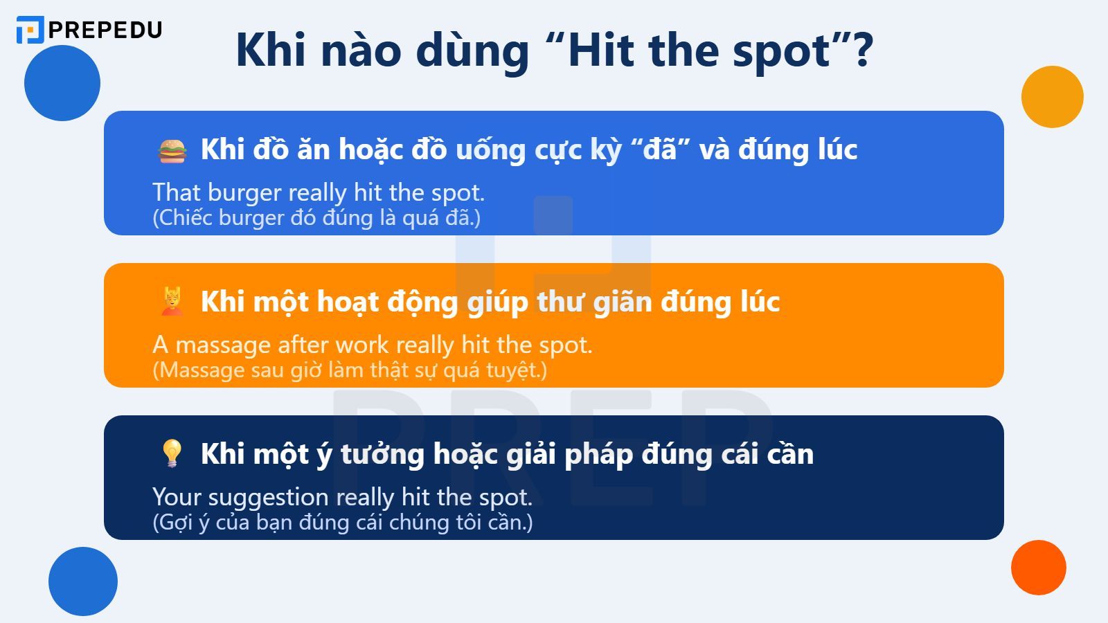 Khi nào dùng Hit the spot?