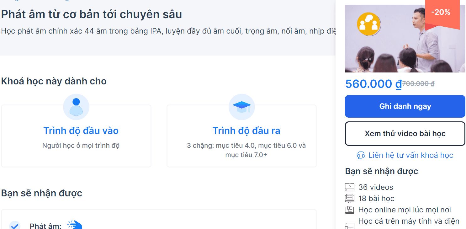 Khóa học phát âm từ cơ bản tới chuyên sâu