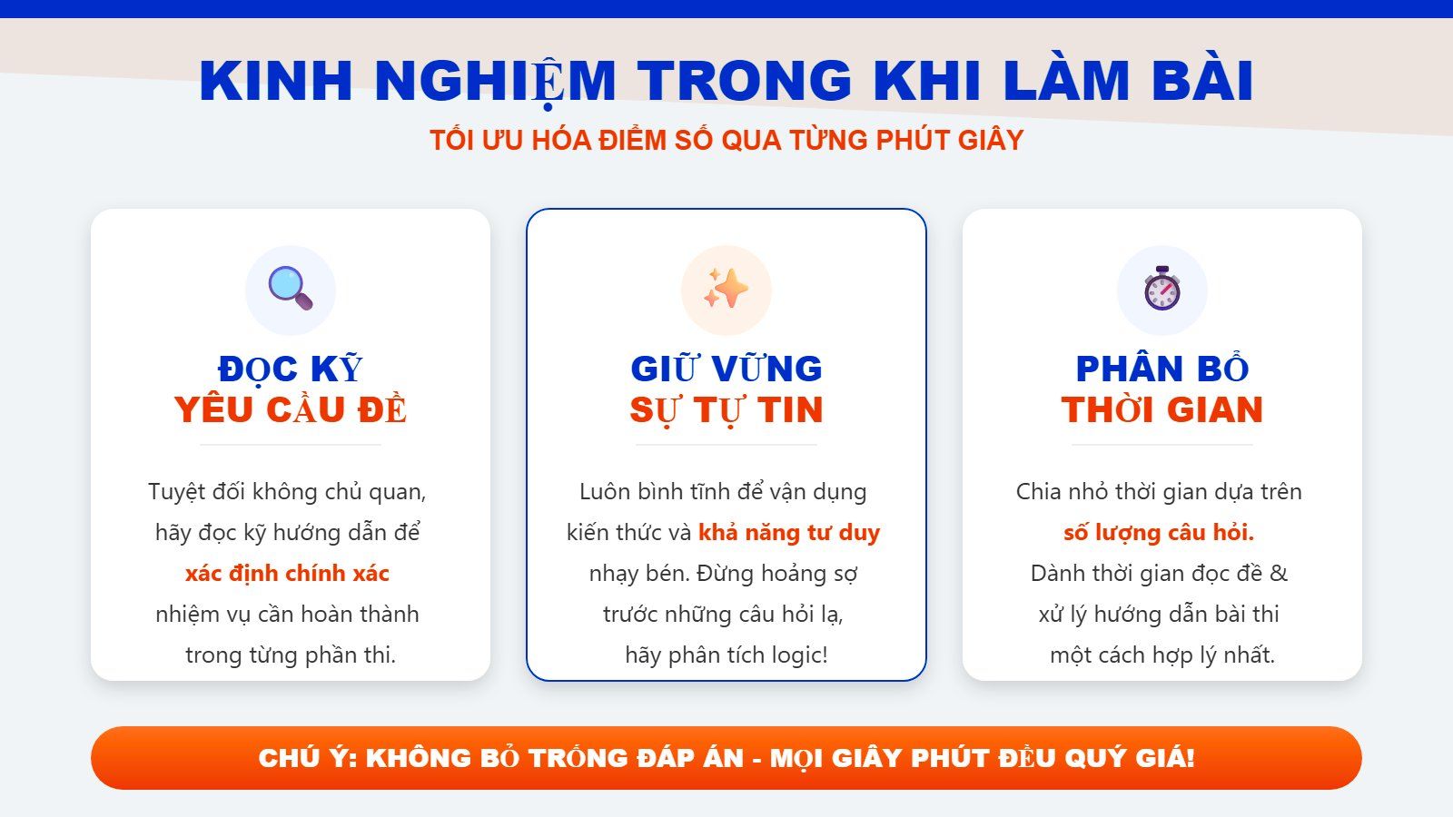 Kinh nghiệm trong khi thi đánh giá năng lực