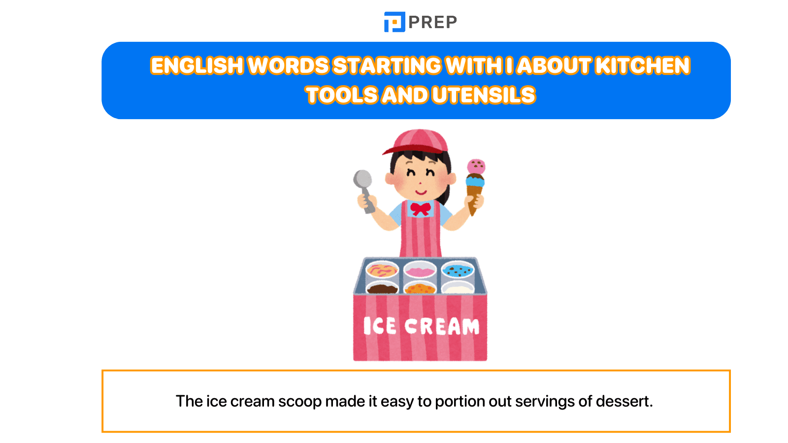 English words starting with I about kitchen tools and utensils