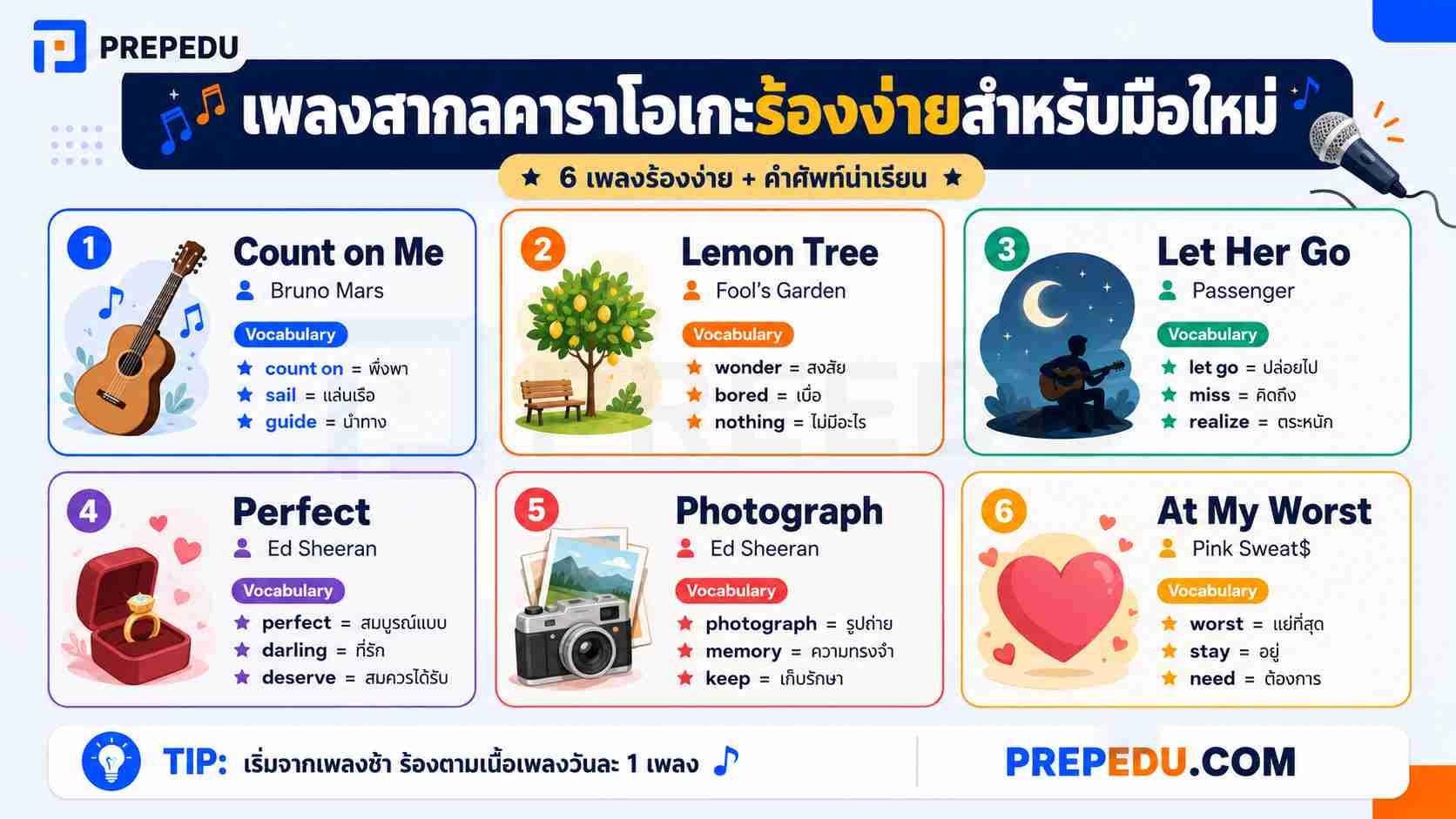 เพลงสากลคาราโอเกะร้องง่ายสำหรับมือใหม่