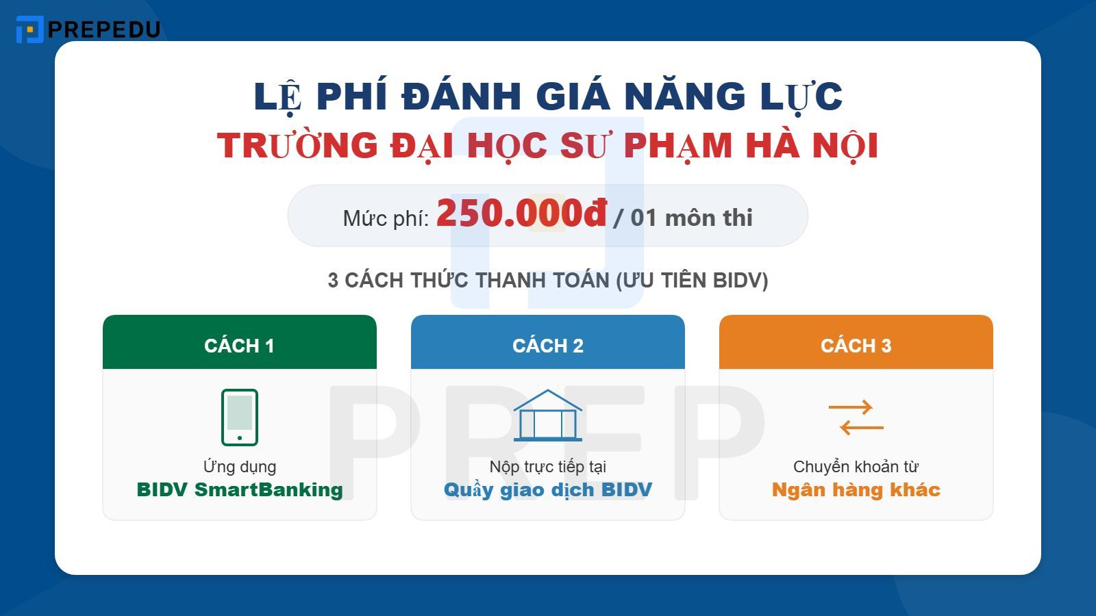 Lệ phí Đánh giá năng lực Sư phạm Hà Nội