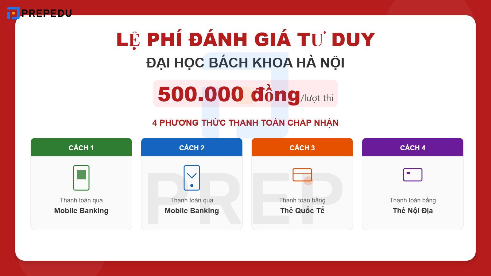 Lệ phí Đánh giá tư duy Đại học Bách khoa Hà Nội