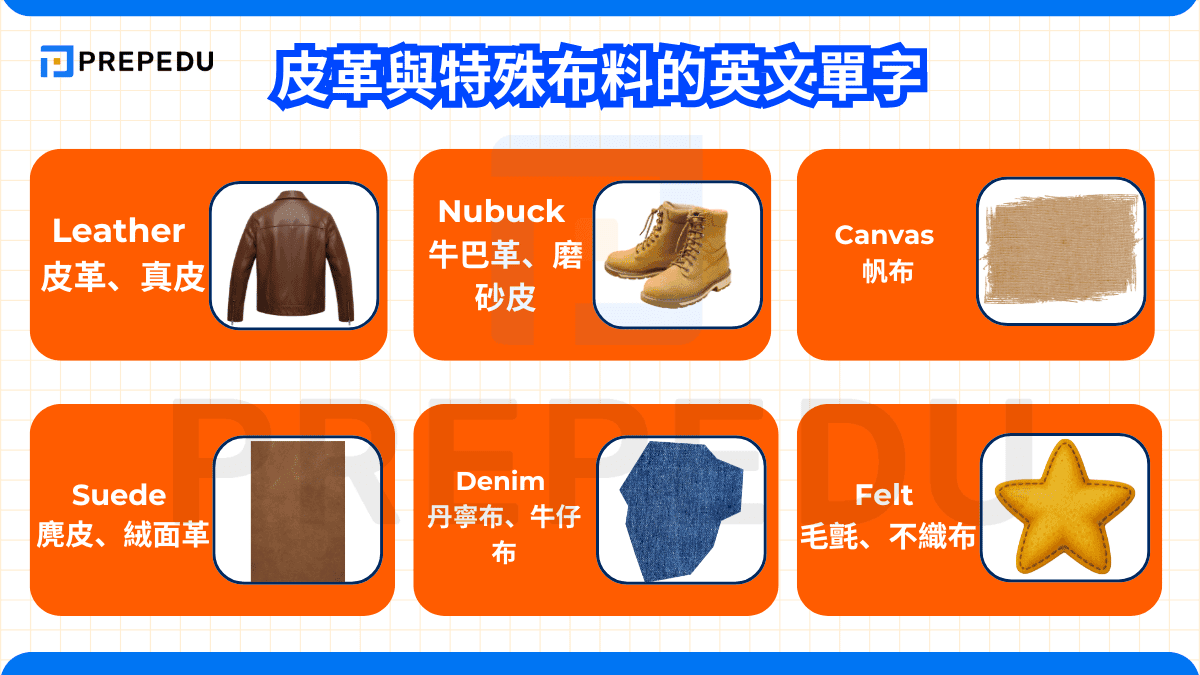皮革與特殊布料的英文單字