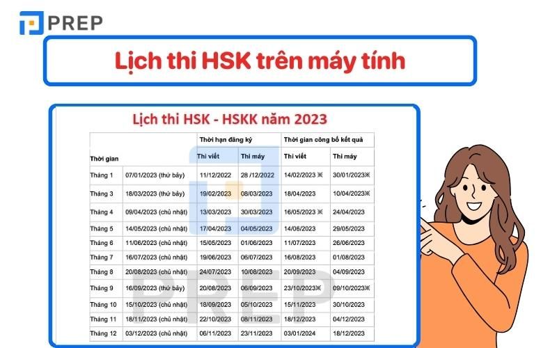 Lịch thi HSK trên máy tính
