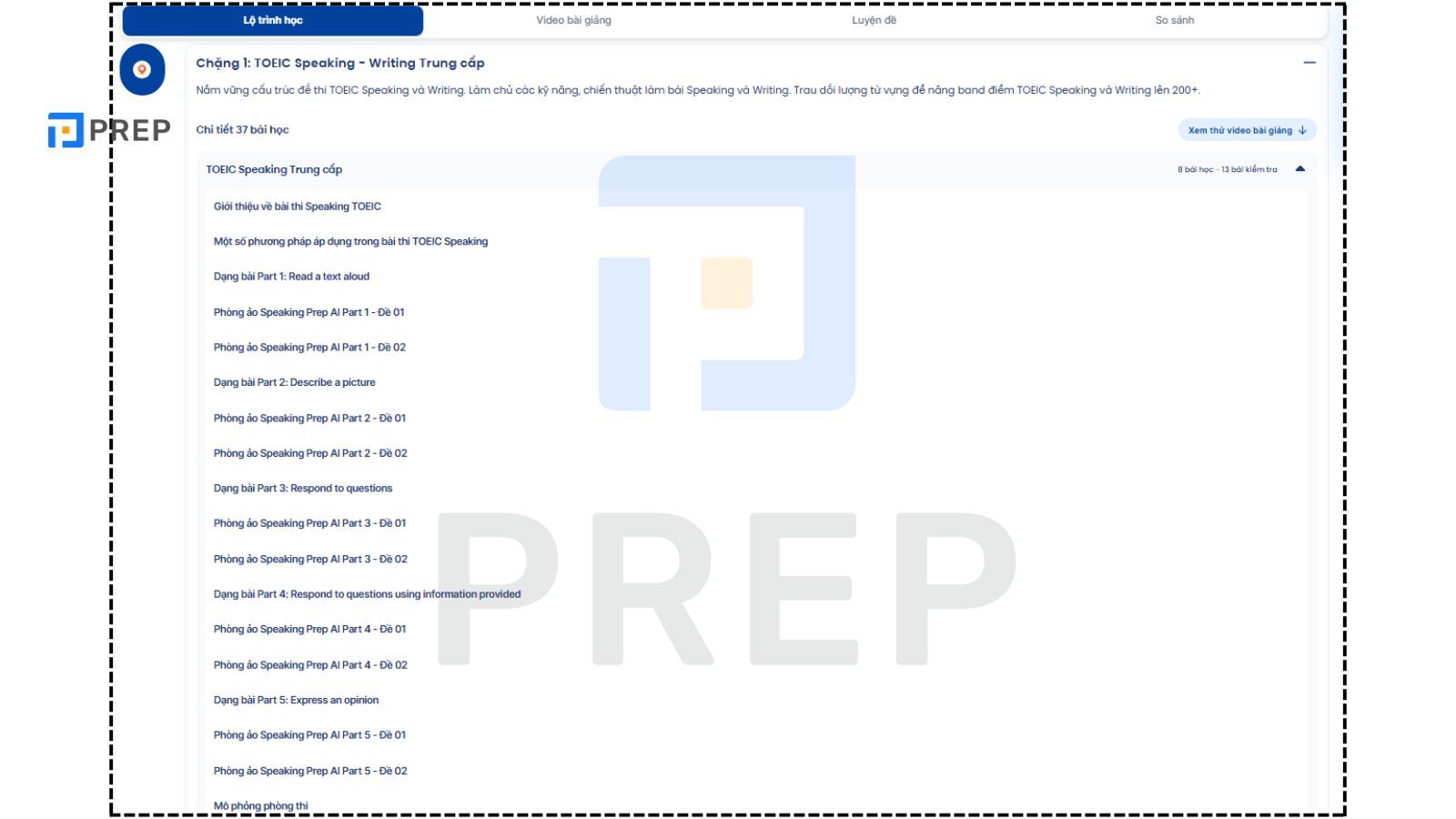 Chi tiết lộ trình TOEIC Speaking and Writing