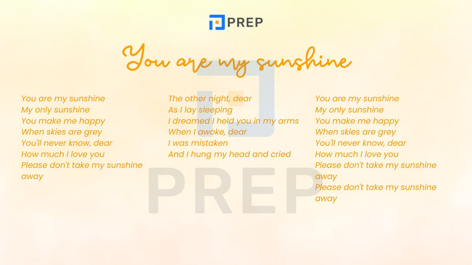 You are my sunshine lyrics