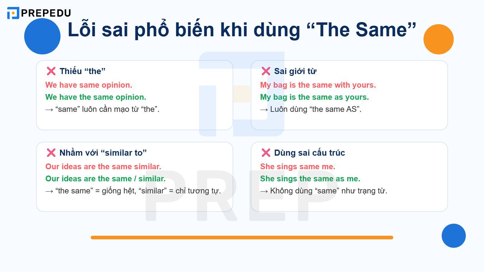 Lỗi sai phổ biến khi dùng The Same