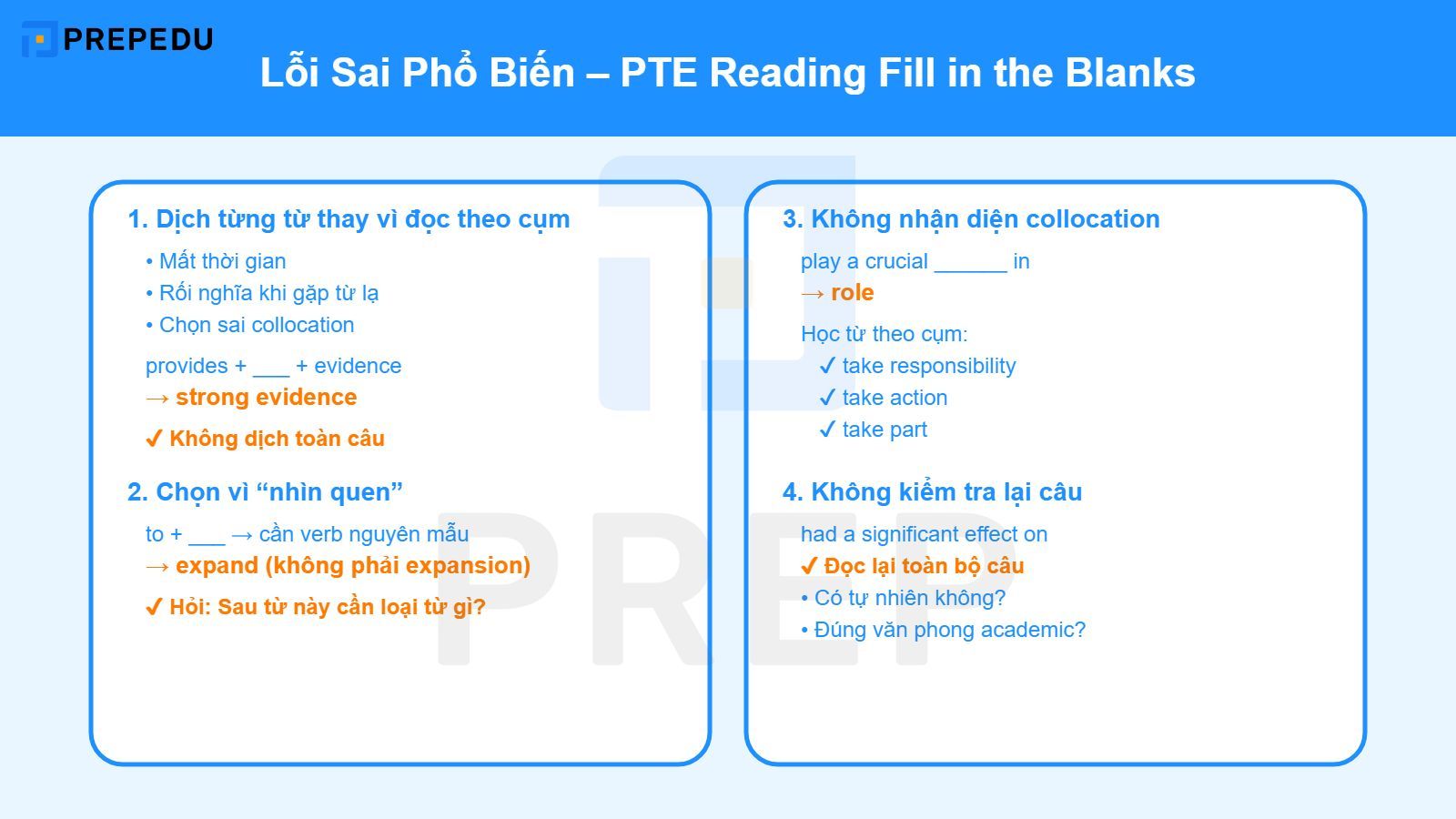 Lỗi sai phổ biến khi làm Fill in the blanks