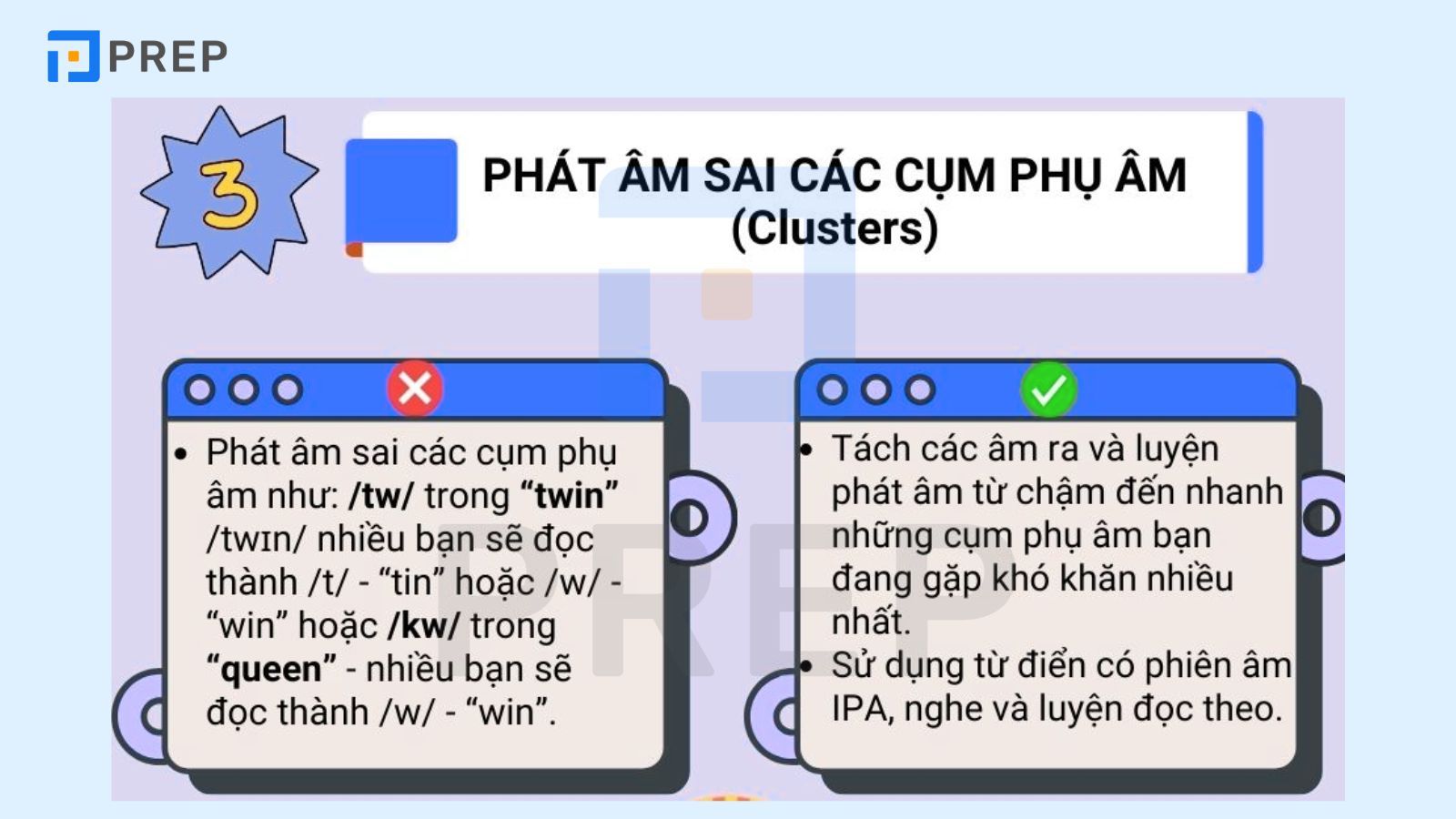 Lỗi thường gặp khi phát âm cluster