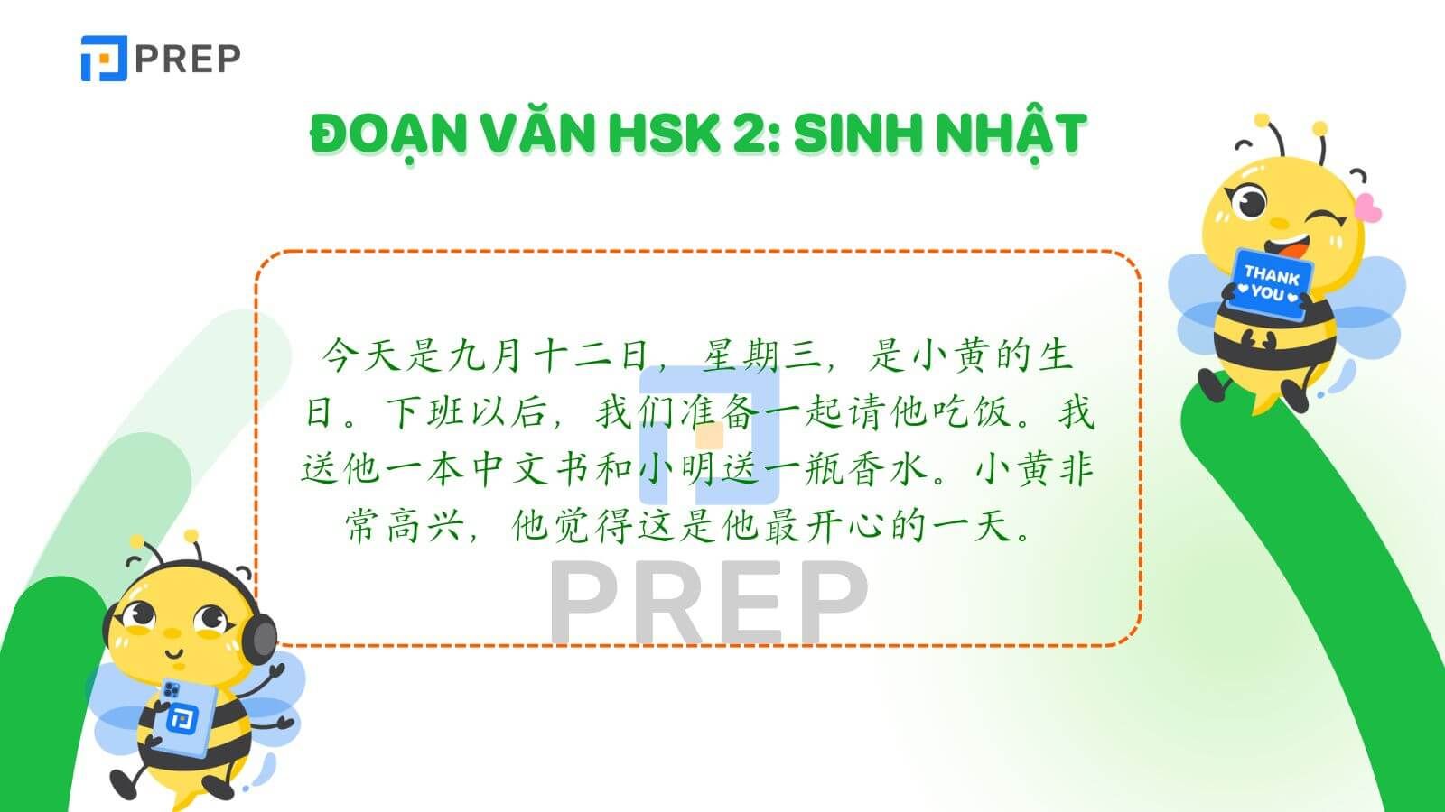 Đoạn văn HSK 2 về sinh nhật