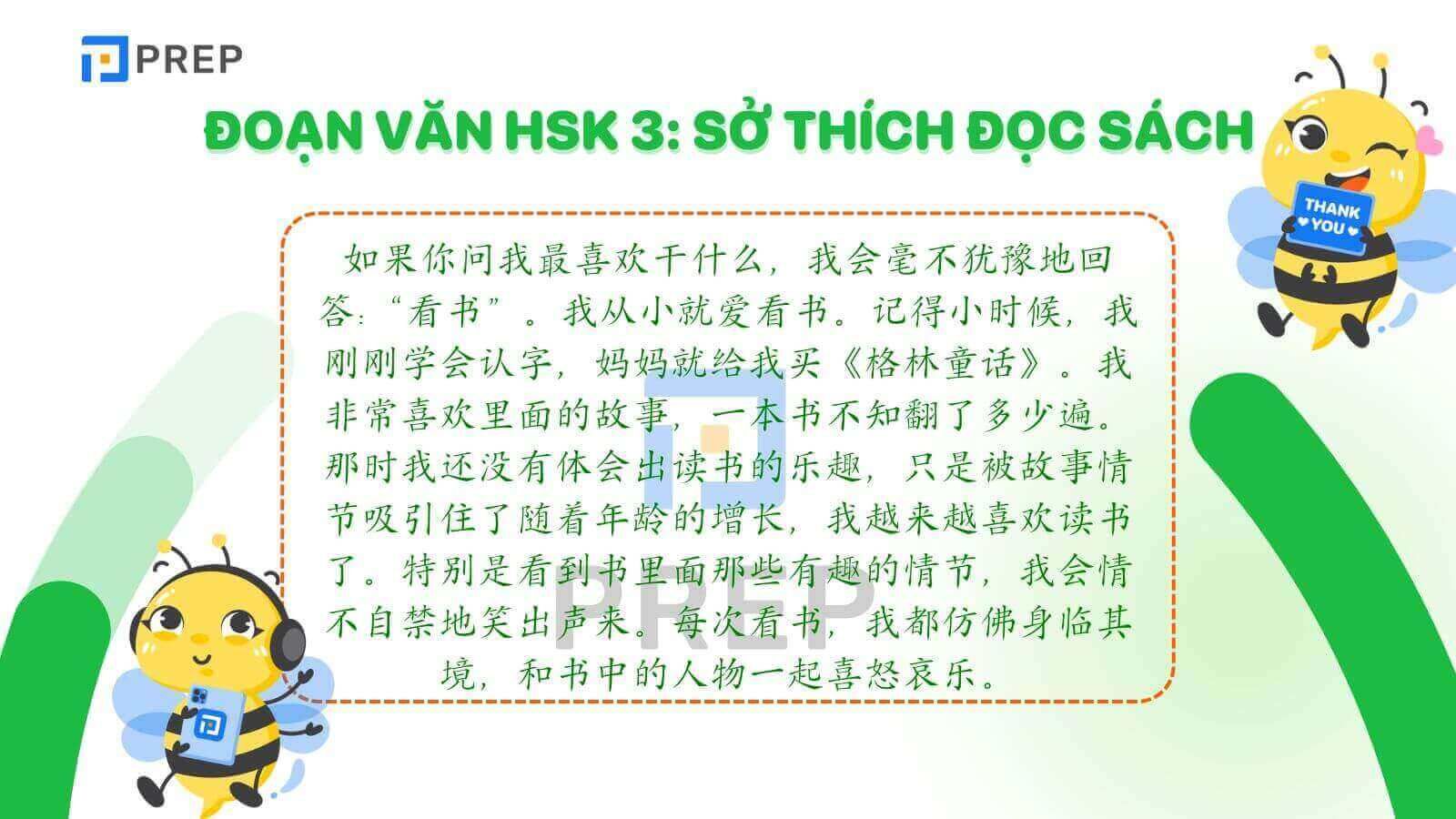 Luyện viết đoạn văn tiếng Trung HSK 3 chủ đề sở thích đọc sách