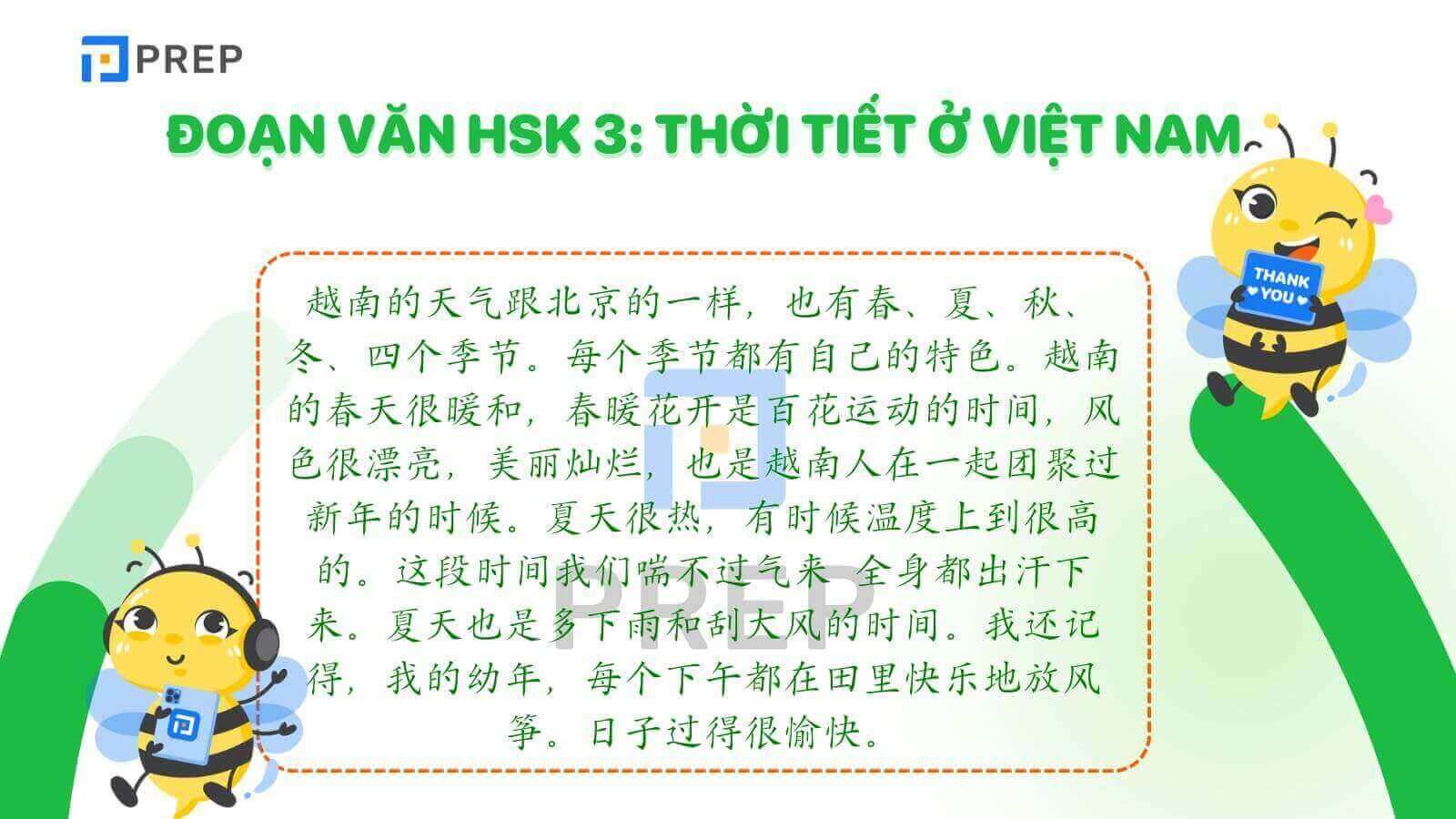 Đoạn văn HSK 3 về Thời tiết ở Việt Nam