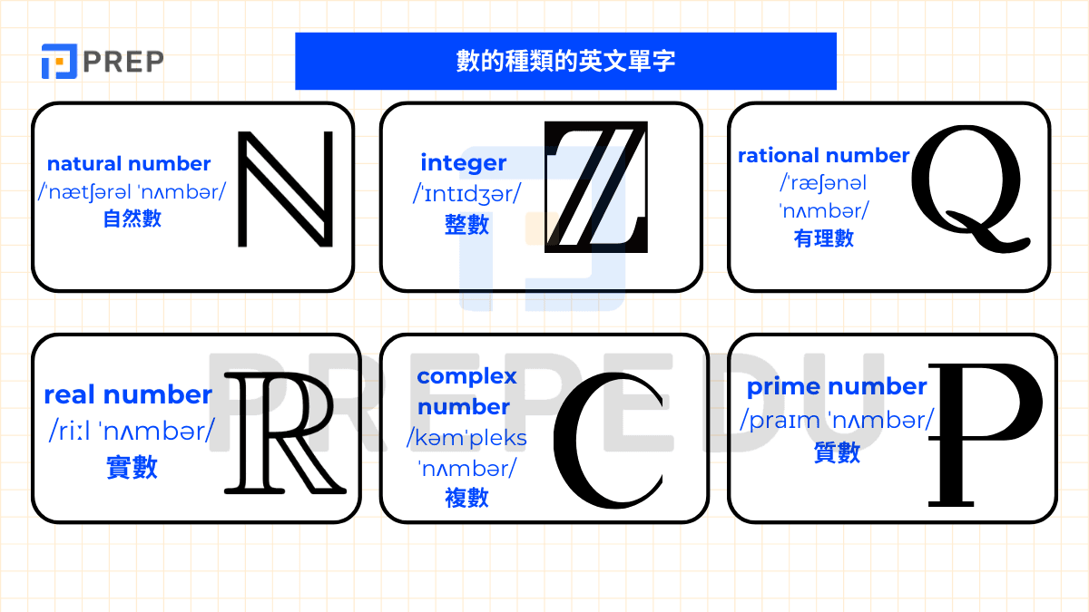 數的種類的英文單字