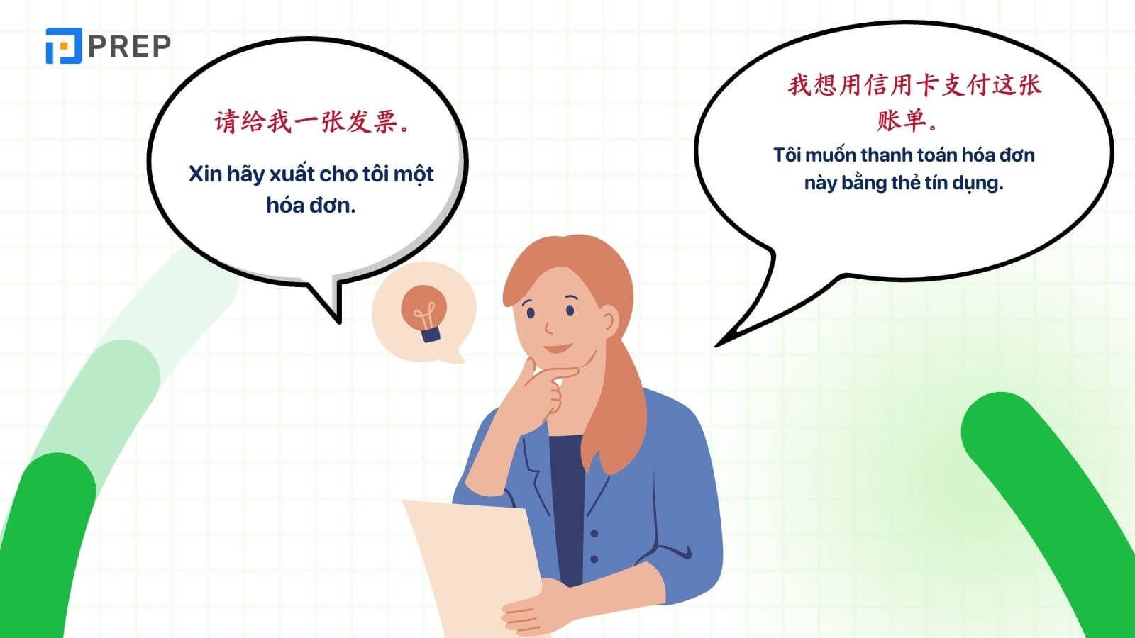 Mẫu câu giao tiếp chủ đề Hóa đơn tiếng Trung