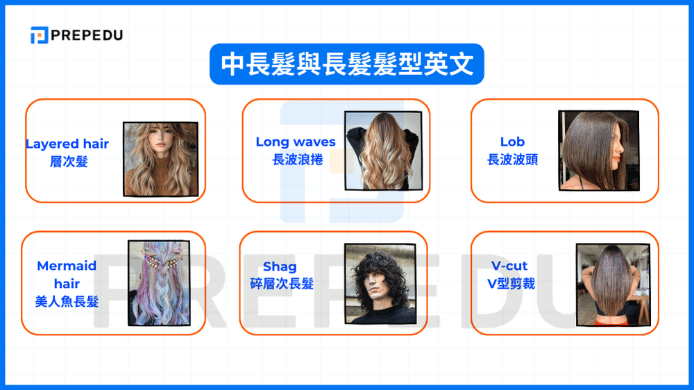 中長髮與長髮髮型英文