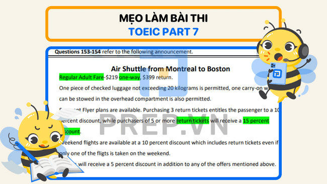 mẹo làm bài thi toeic part 7, mẹo thi part 7 toeic