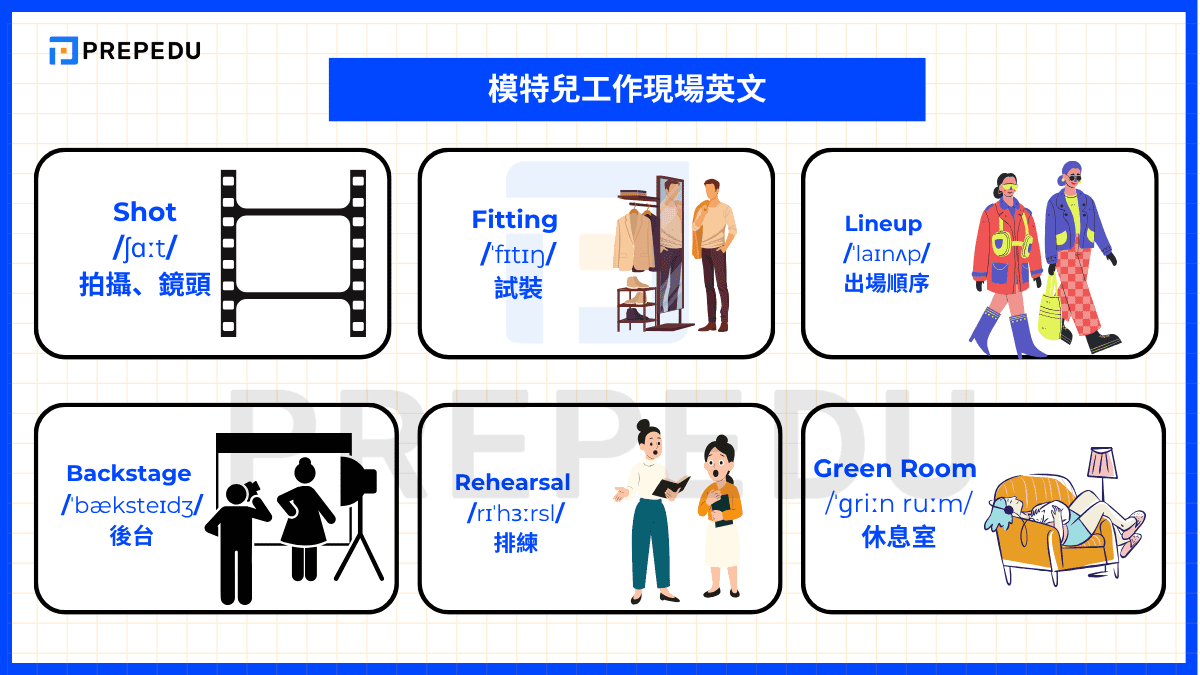 模特兒工作現場英文