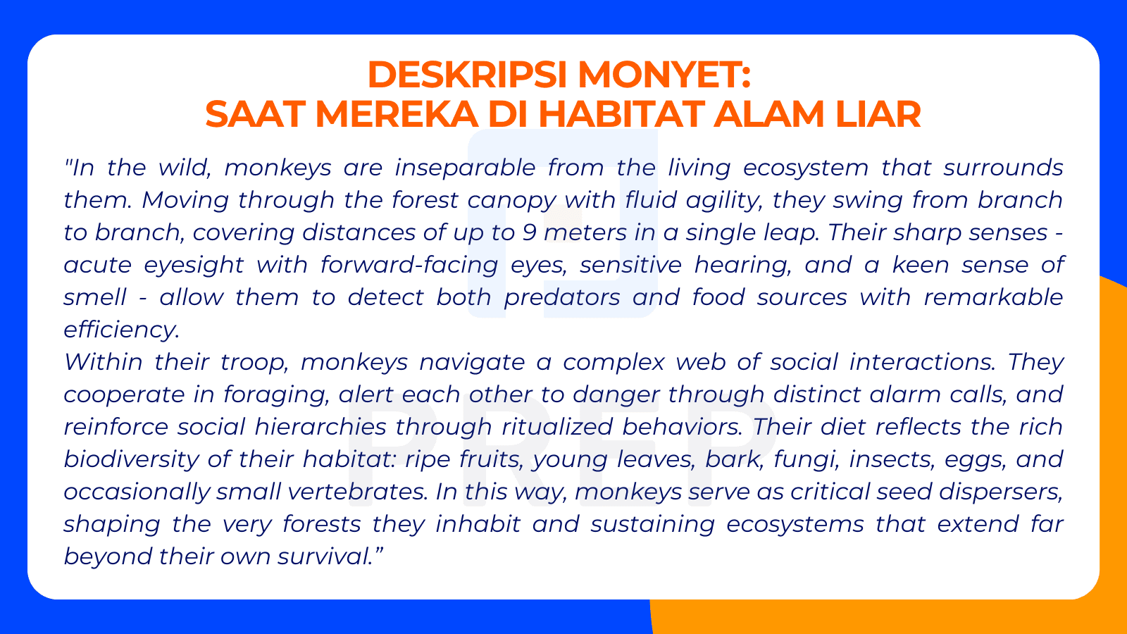 Contoh Deskripsi Monyet:  Saat Mereka di Habitat Alam Liar