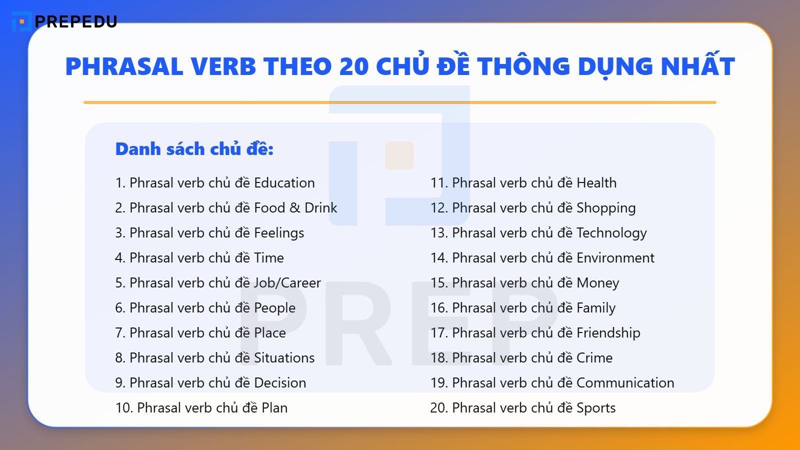 Phrasal verb theo chủ đề thông dụng trong tiếng Anh