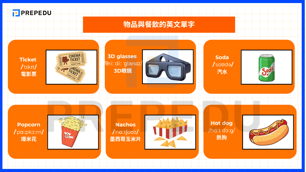 物品與餐飲的英文單字