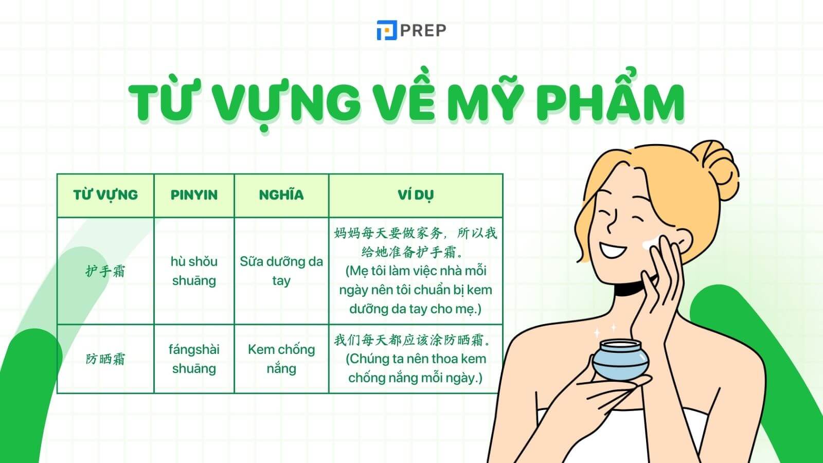Từ vựng về mỹ phẩm tiếng Trung