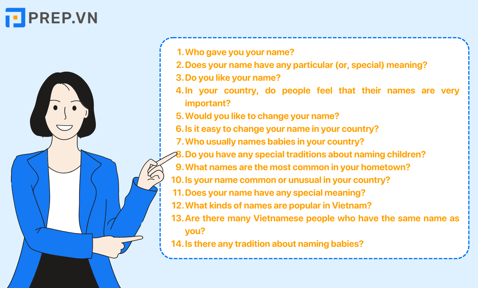 Một số câu hỏi chủ đề Name IELTS Speaking Part 1