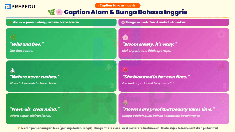 Kumpulan caption alam dan bunga bahasa Inggris untuk foto pemandangan dan close-up bunga