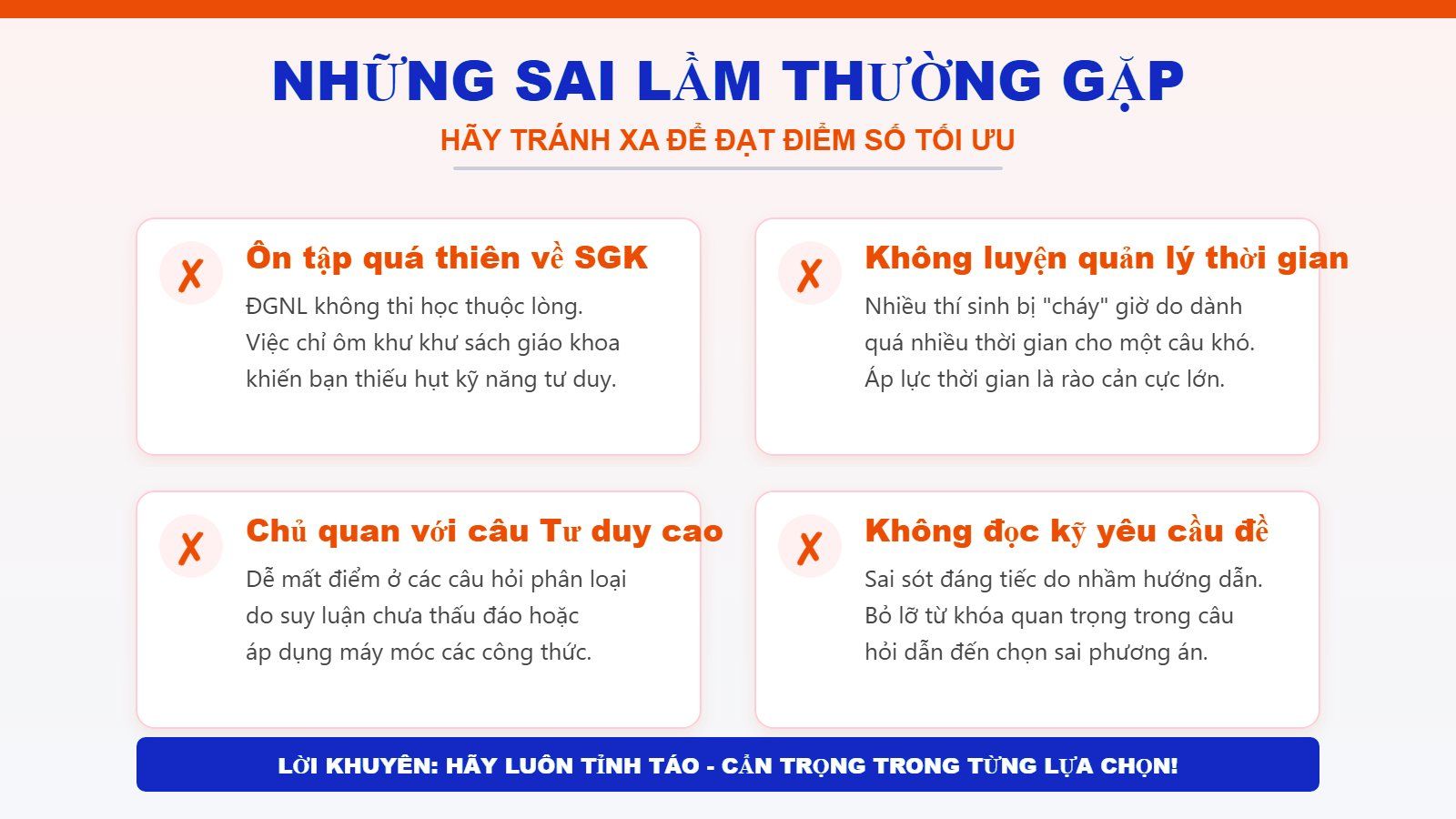 Những sai lầm thí sinh thường gặp khi thi đánh giá năng lực