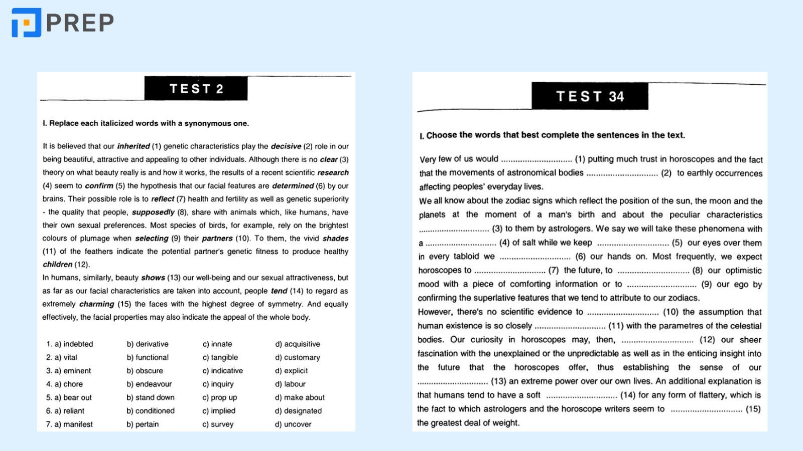 Nội dung sách cung cấp 36 bài test 