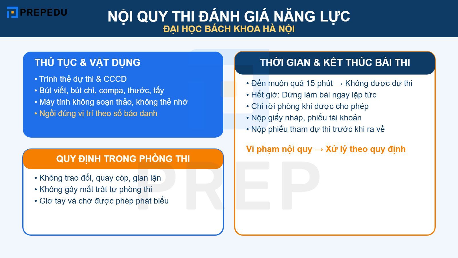 Nội quy thi Đánh giá năng lực của Đại học Bách Khoa Hà Nội