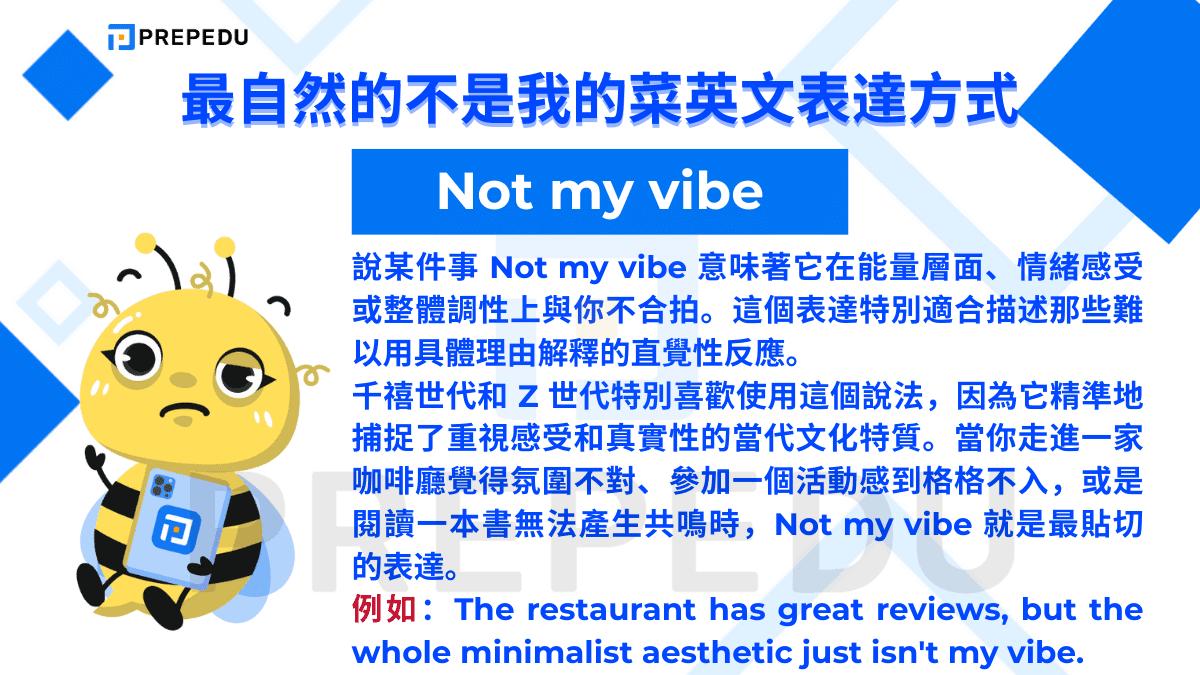 不是我的菜英文是 Not my vibe。