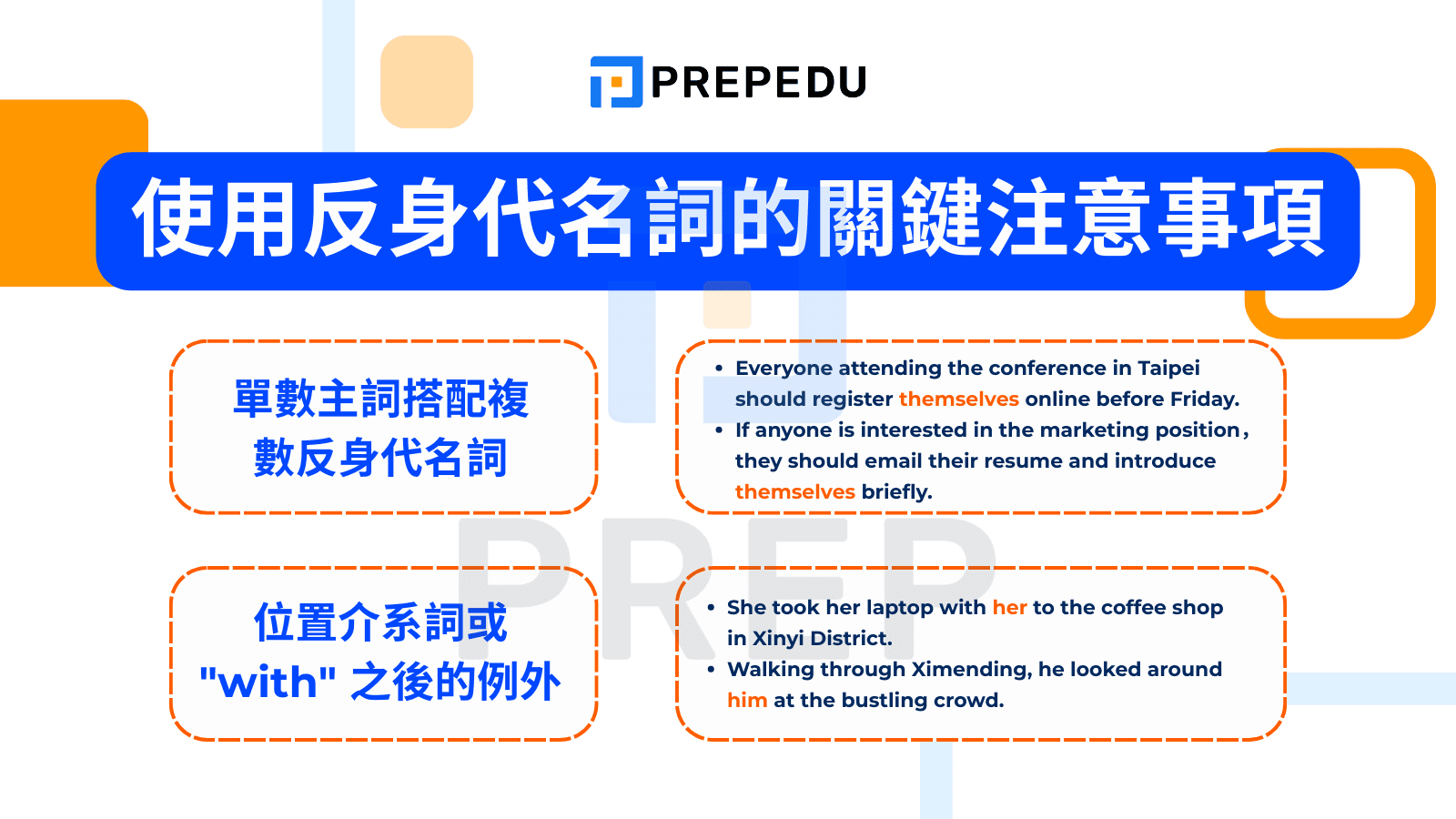 使用反身代名詞的關鍵注意事項