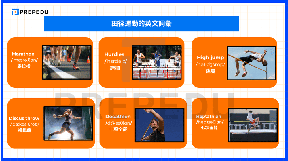 田徑運動的英文單字